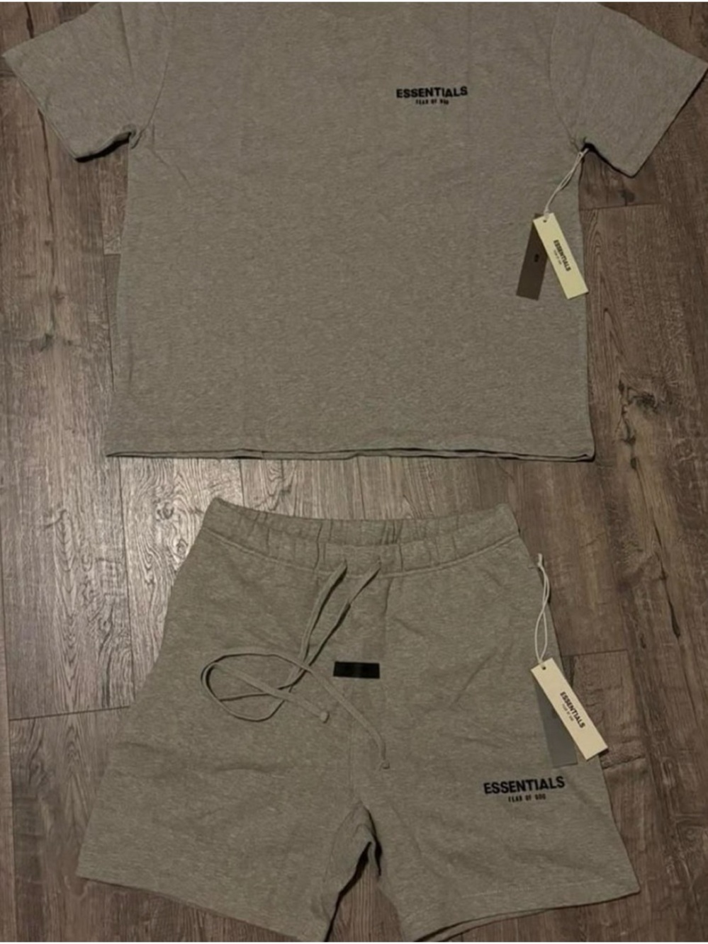 ESSENTIALS Grey Two-Piece Tee & Drawstring Shorts Set